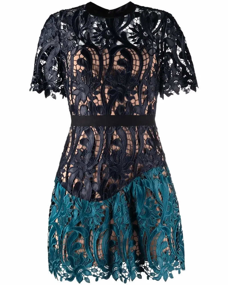 Self-Portrait Zweifarbiges Minikleid - Blau Blau