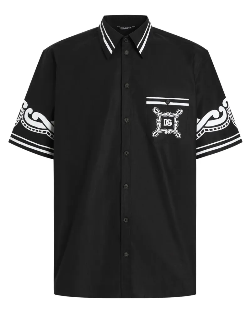 Dolce & Gabbana Popeline-Hemd mit Print - Schwarz Schwarz