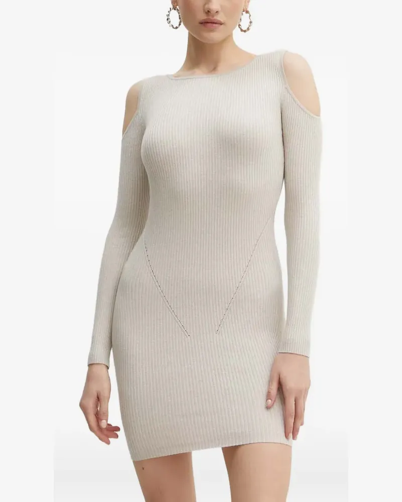 Guess cold-shoulder ribbed mini dress - Nude Nude