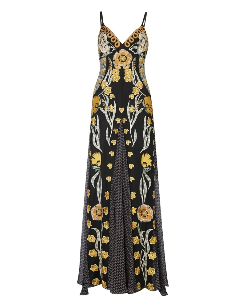 Temperley London Remi Maxikleid mit Blumenstickerei - Schwarz Schwarz