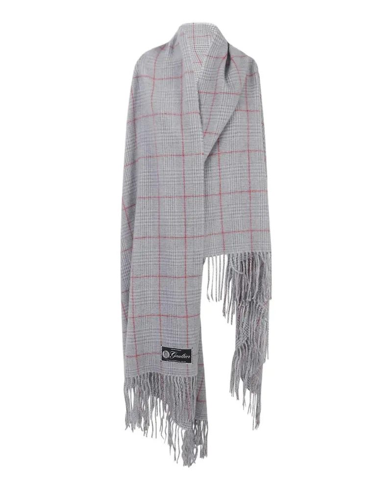 Jean Paul Gaultier fringed check scarf - Grau Grau