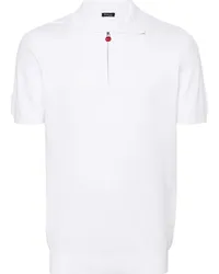 Kiton Fein geripptes Poloshirt Weiß