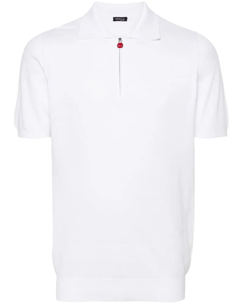 Kiton Fein geripptes Poloshirt - Weiß Weiß