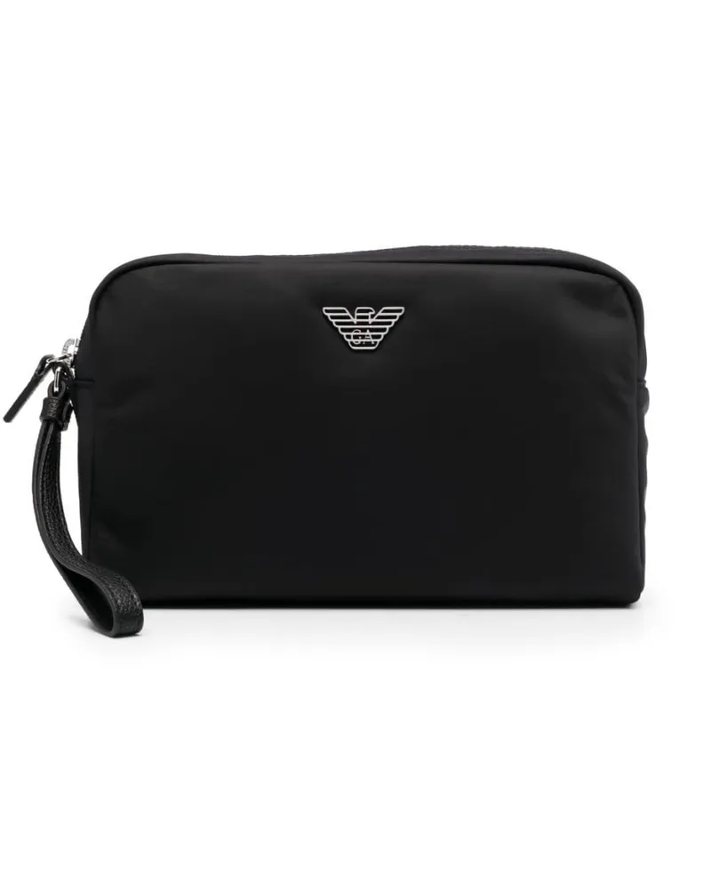 Emporio Armani Kosmetiktasche mit Logo-Schild Schwarz