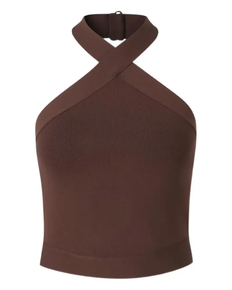 Cult Gaia cross-neck ribbed top - Braun Braun