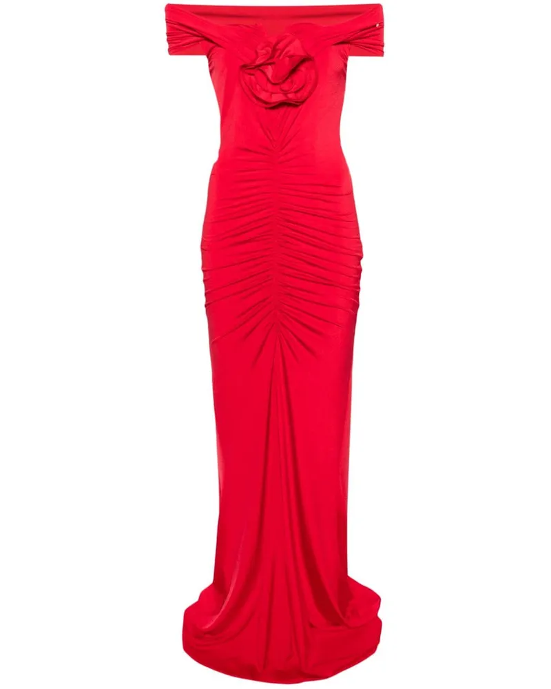 NISSA Schulterfreies Maxikleid mit Blumenapplikation - Rot Rot
