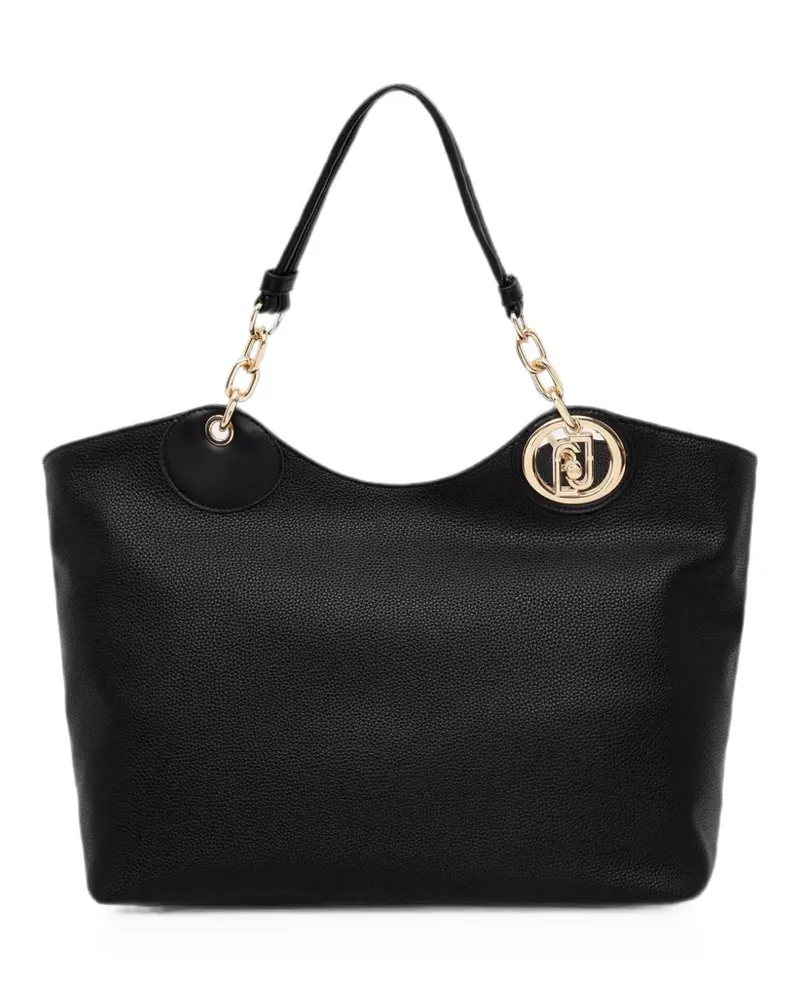 Liu Jo logo-plaque pebbled-effect tote bag - Schwarz Schwarz