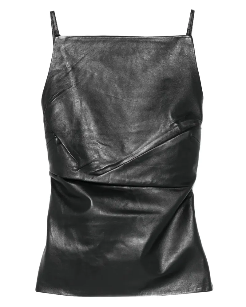 St. Agni Top aus Leder mit eckigem Ausschnitt - Schwarz Schwarz