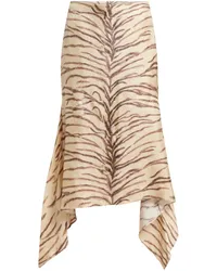 Stella McCartney Midirock mit Tiger-Print Nude