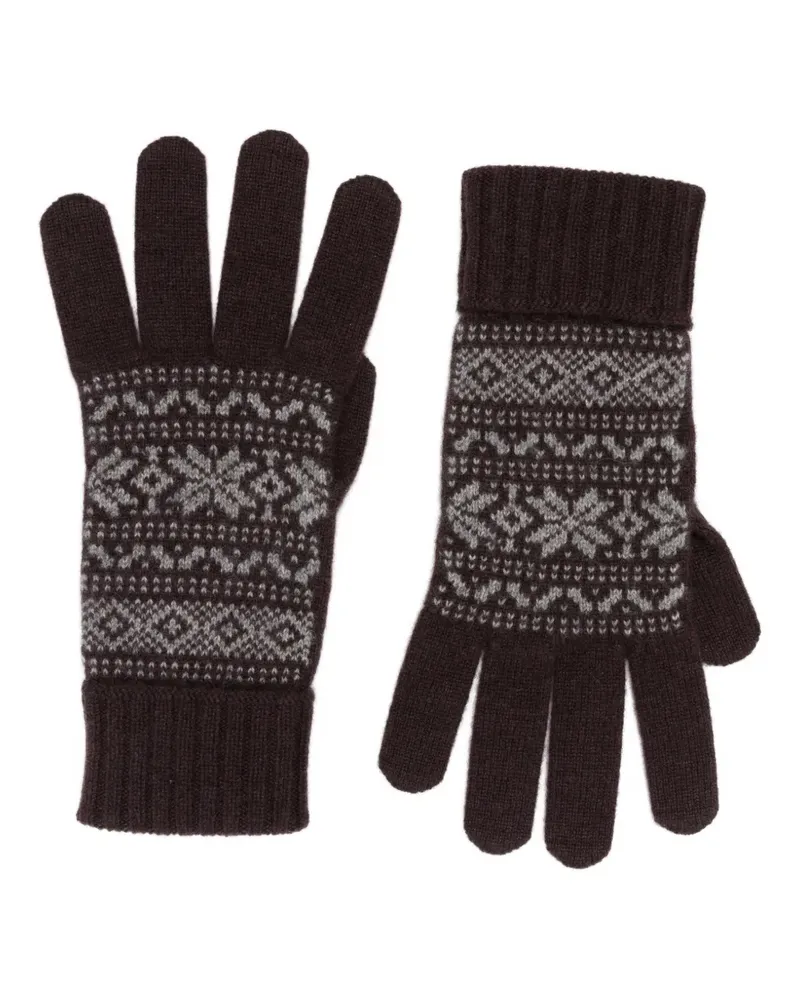 Eleventy Handschuhe mit Fair-Isle-Muster - Braun Braun