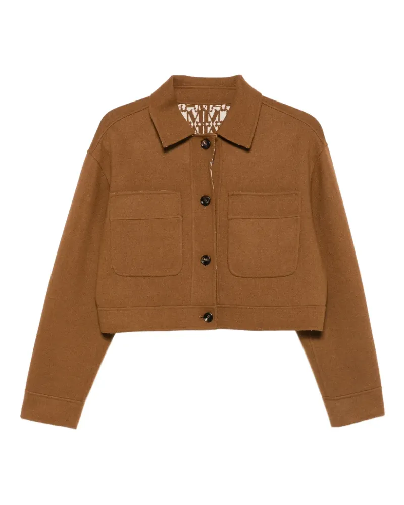Max Mara Cropped-Jacke mit Monogramm-Print - Braun Braun