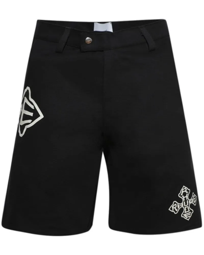 RHUDE Twill-Shorts mit Cross-Logo - Schwarz Schwarz