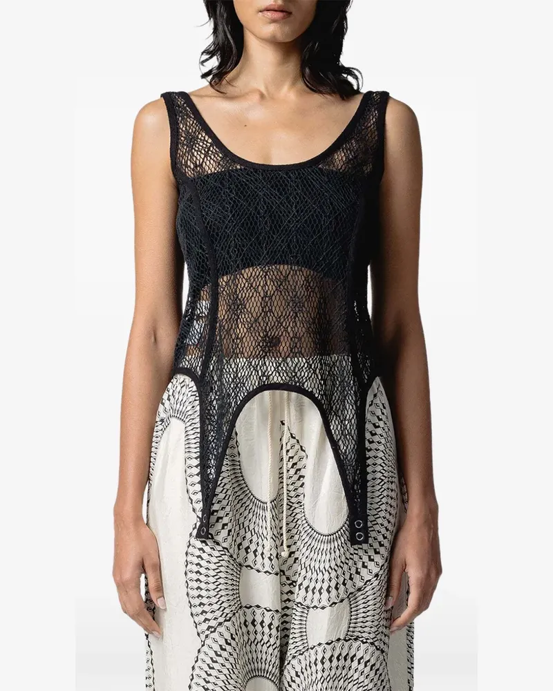 Muller of Yoshiokubo Spiderweb sleeveless tank top - Schwarz Schwarz