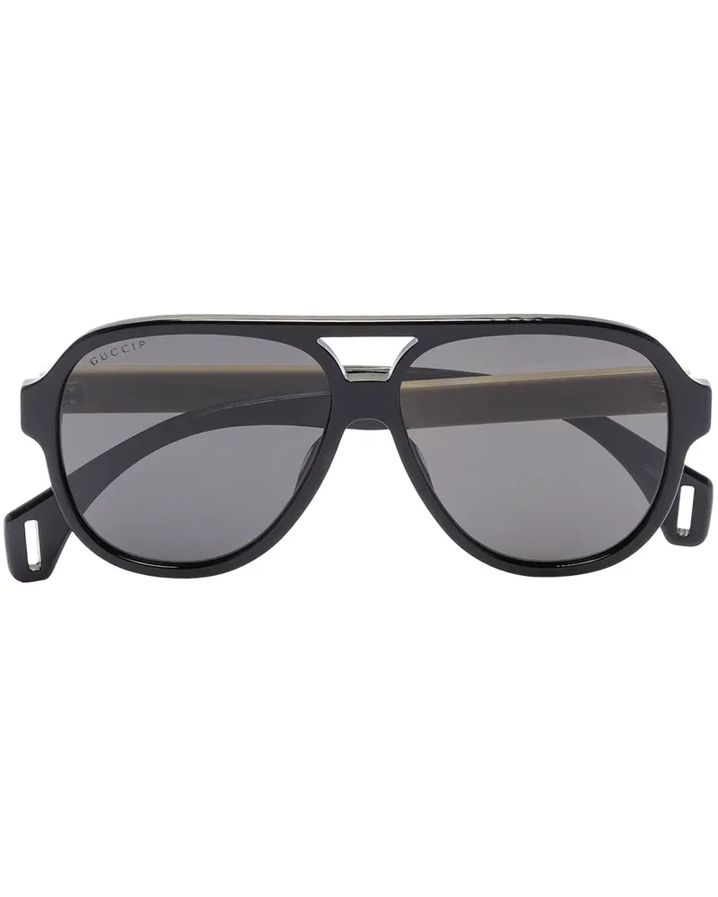 Gucci Pilotenbrille mit Doppelsteg - Schwarz Schwarz