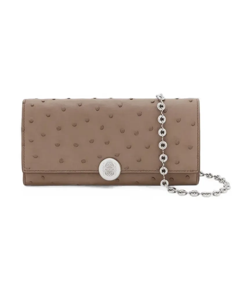 Loewe Gekörntes Portemonnaie mit Kette - Nude Nude