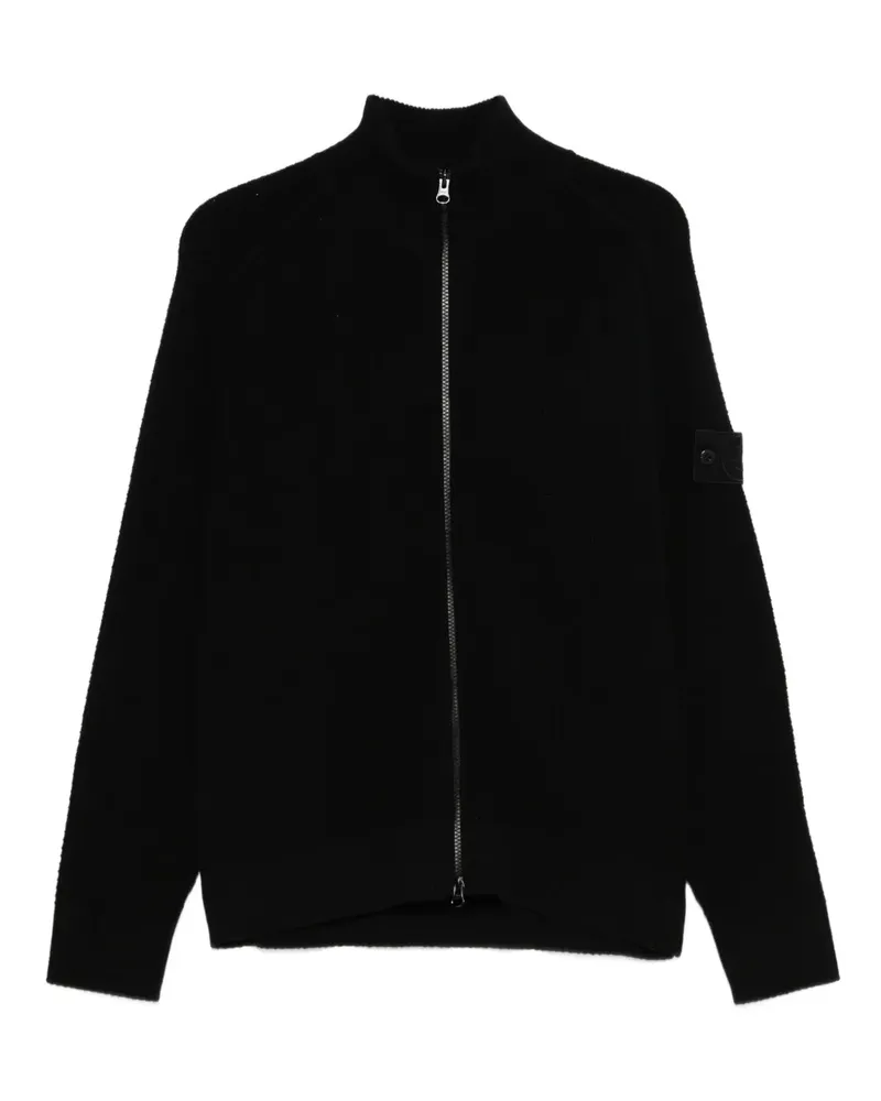Stone Island Reißverschluss-Cardigan mit Kompass-Patch - Schwarz Schwarz