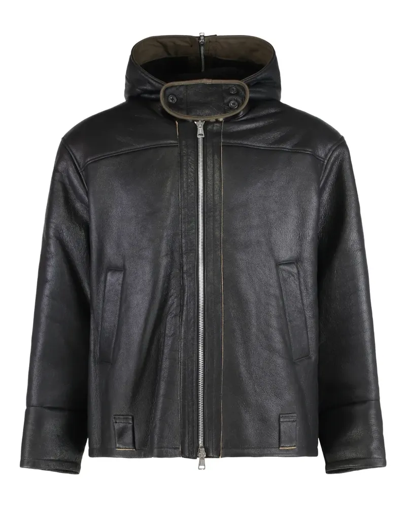 Our Legacy hooded blizzard sheepskin jacket - Schwarz Schwarz