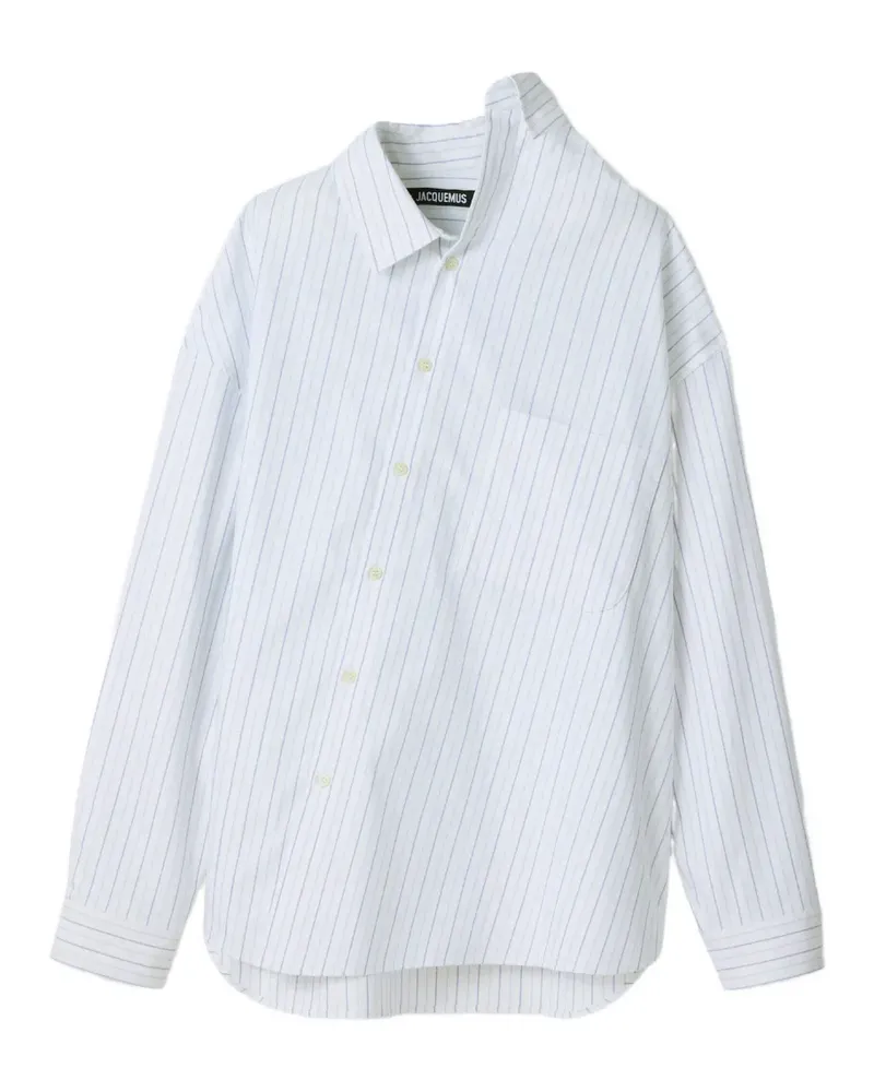 Jacquemus The Cuadro asymmetric striped shirt - Weiß Weiß