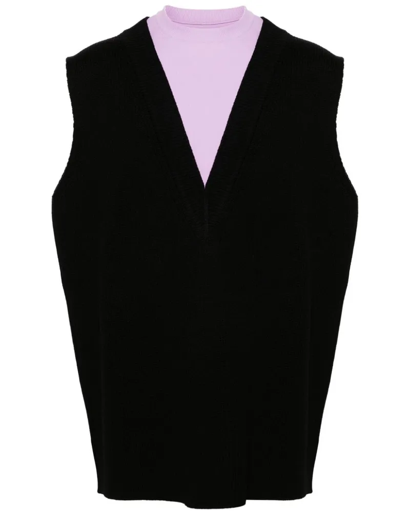 Jil Sander Zweifarbiger Pullunder - Schwarz Schwarz