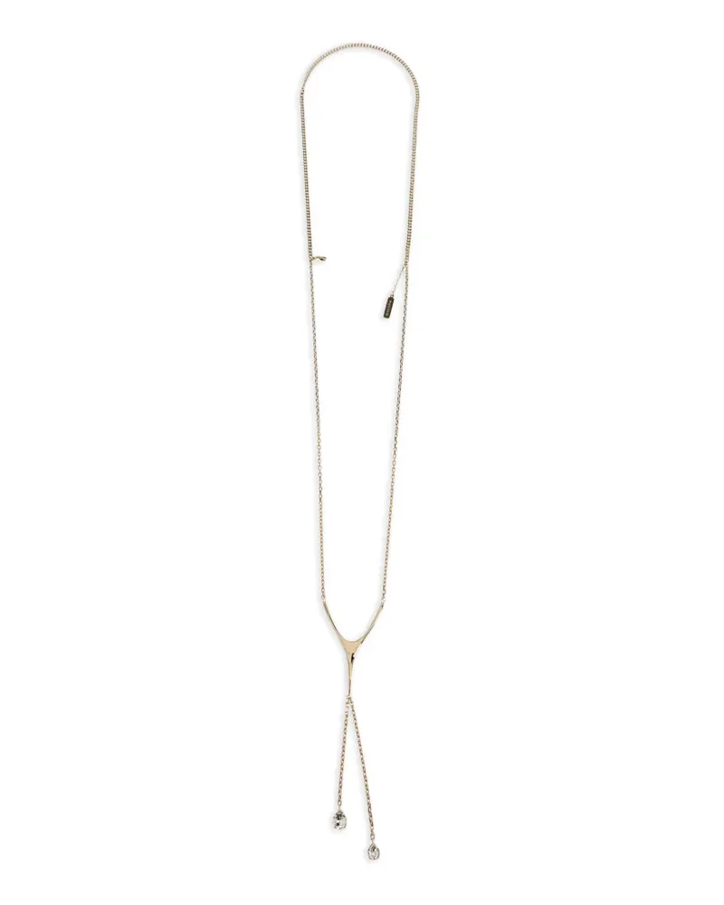 Alexander McQueen Y-motif crystal-pendant layered necklace - Gold Gold