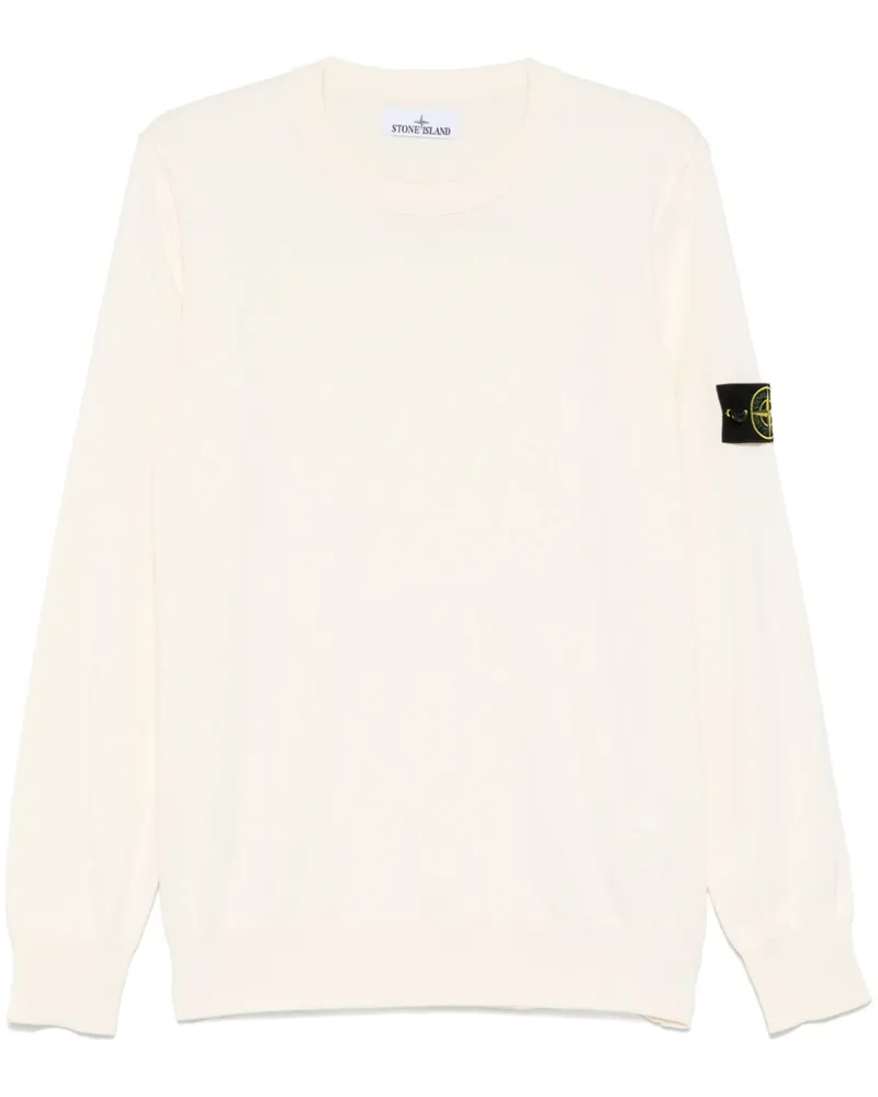 Stone Island Pullover mit Kompass-Patch - V0093 AVORIO V0093