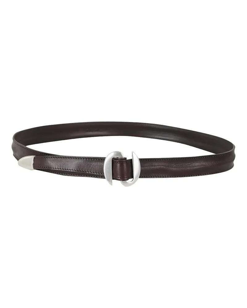 Orciani sculptural-buckle leather belt - Braun Braun