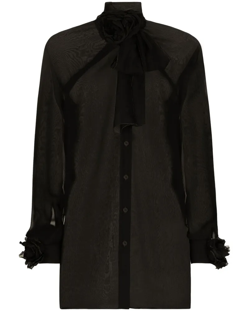 Dolce & Gabbana Semi-transparentes Hemd - Schwarz Schwarz