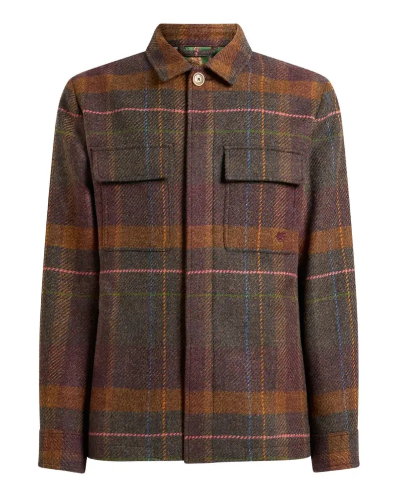 Etro Madras wool and cashmere shirt jacket - Braun Braun