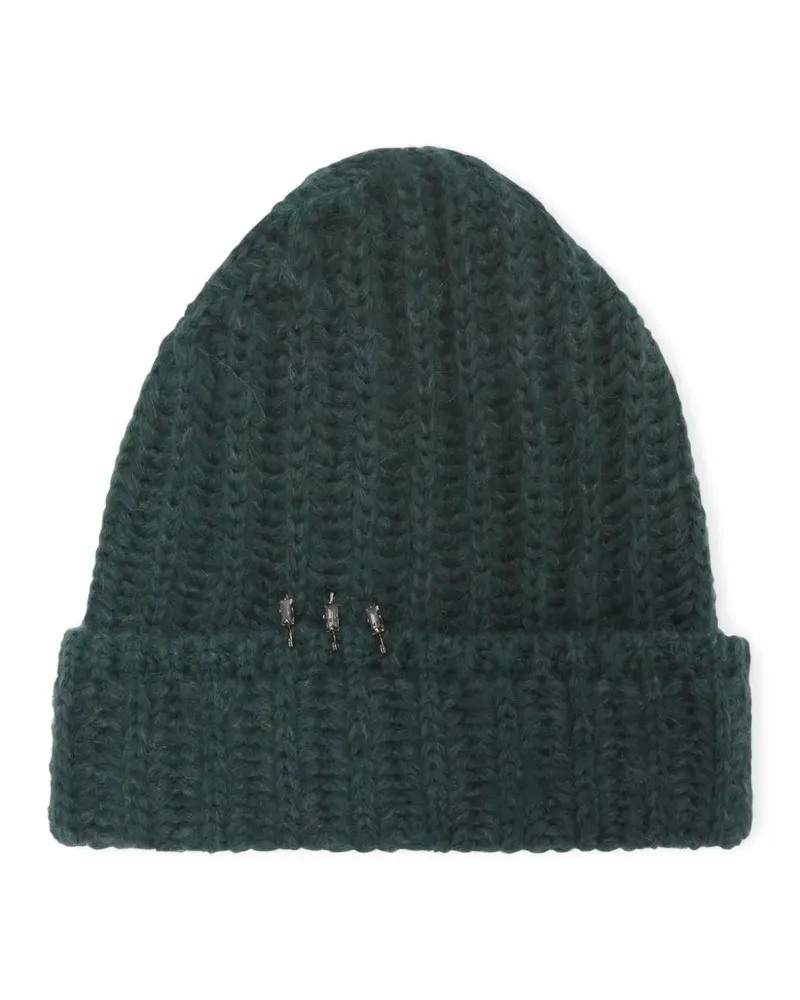 Ermanno Scervino jewel-embellished ribbed beanie - Grün Grün