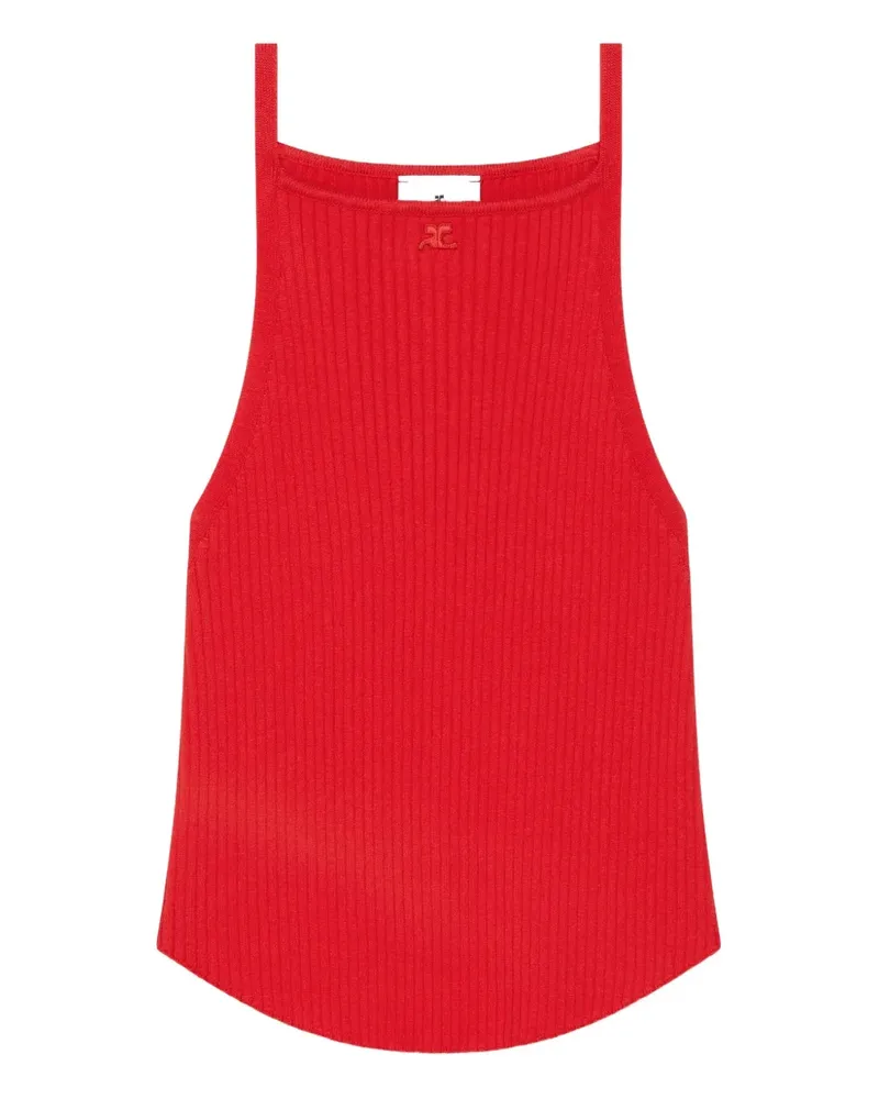 Courrèges Geripptes Neckholder-Top - Rot Rot