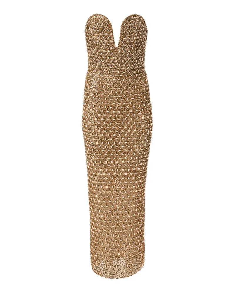 Carolina Herrera New York Verziertes Kleid mit tiefem V-Ausschnitt - Gold Gold