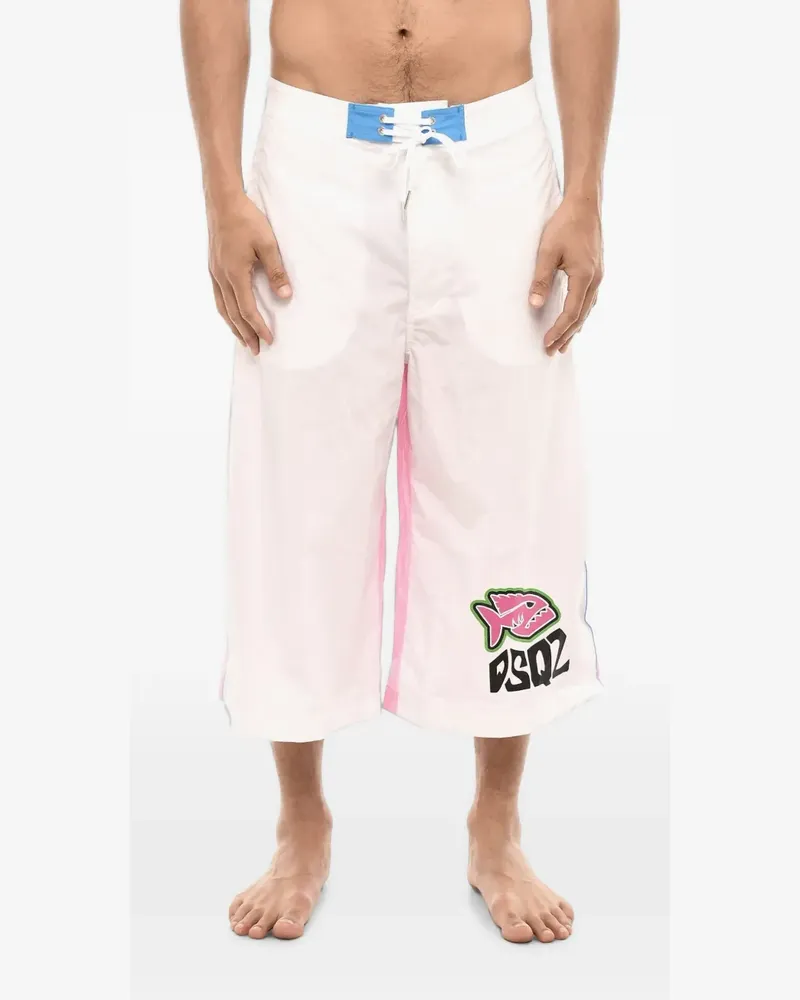 Dsquared2 Piranha logo-print swim shorts - Weiß Weiß