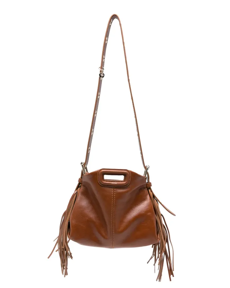 Maje Schultertasche mit Fransen - Braun Braun