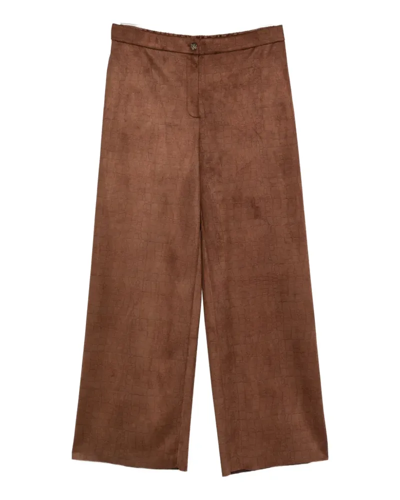 Marina Rinaldi Gelato croc-effect velvet-finish palazzo pants - Braun Braun