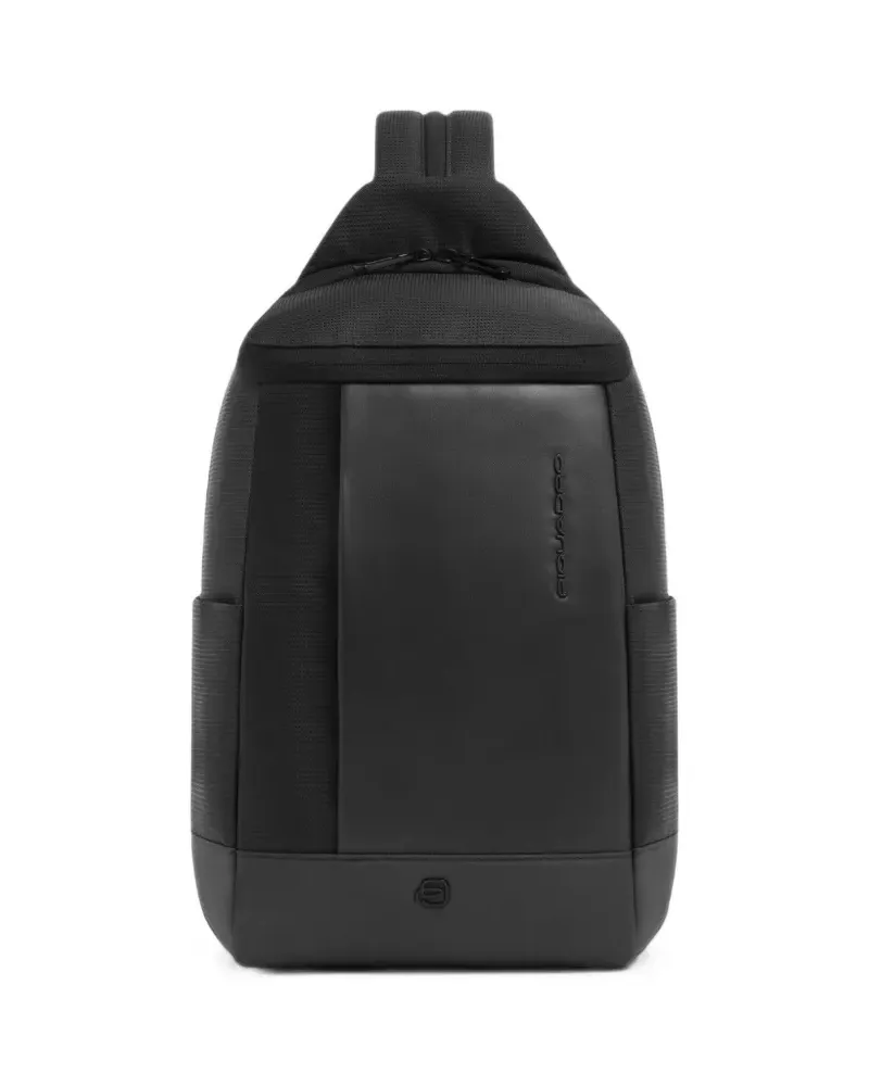 Piquadro logo-plaque backpack - Schwarz Schwarz