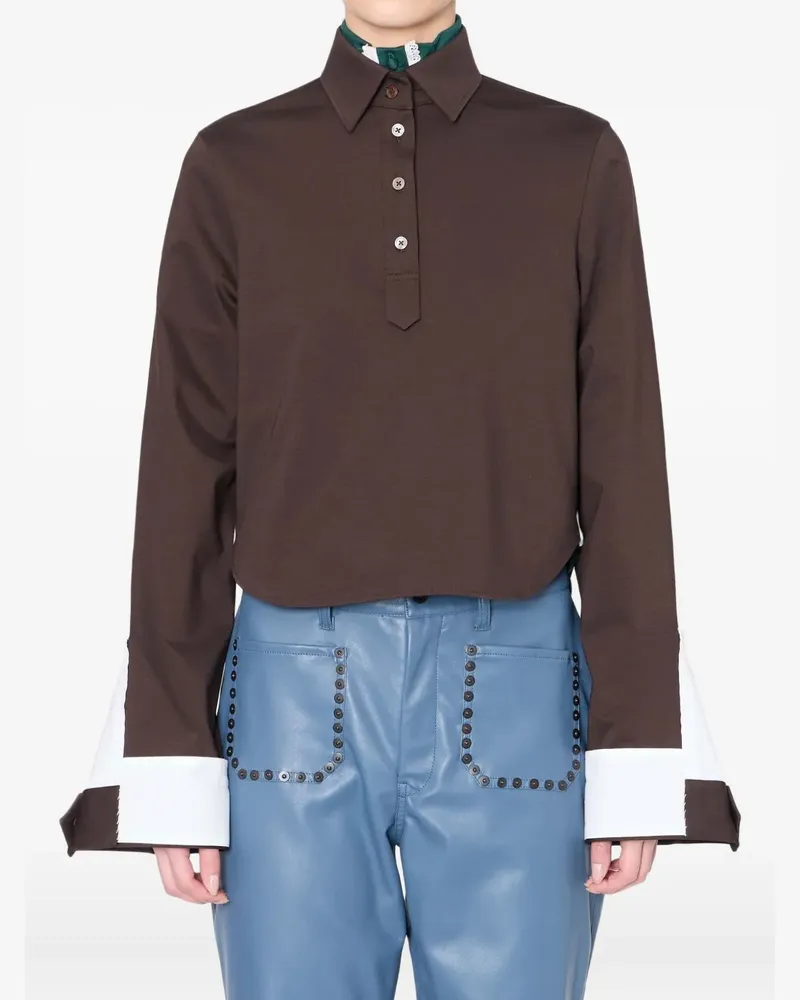 kolor Poloshirt mit Kontrasteinsatz - Braun Braun