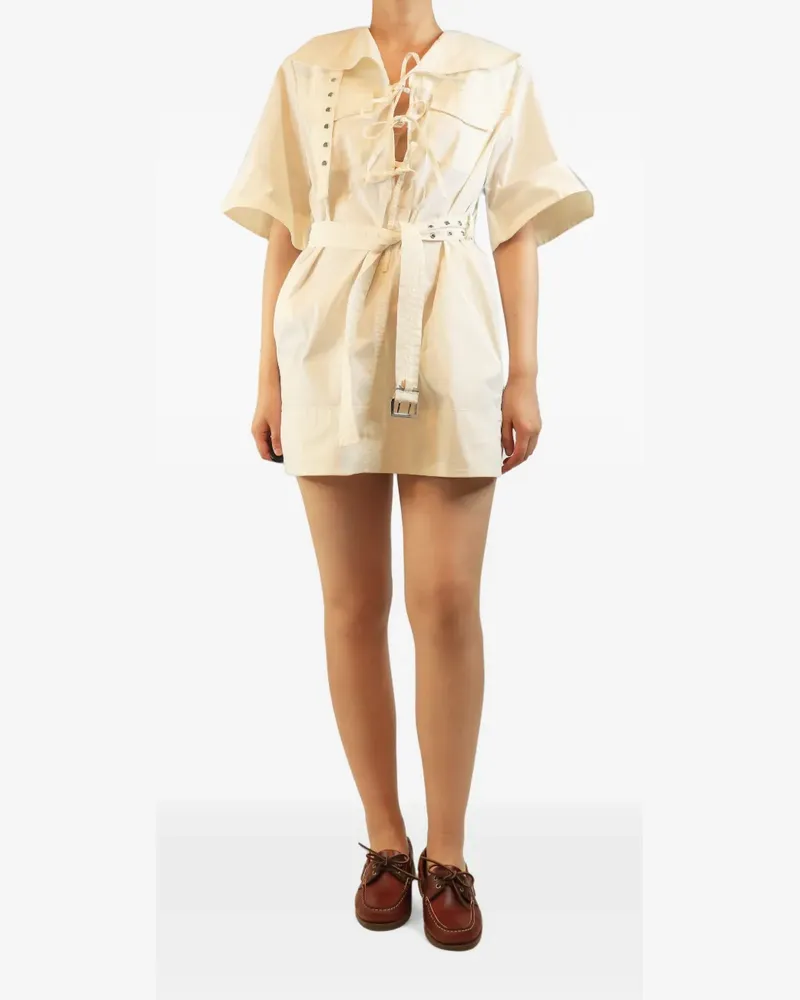 Ganni belted mini day dress - Nude Nude