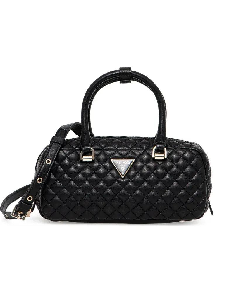 Guess Handtasche mit Logo-Schild - Schwarz Schwarz