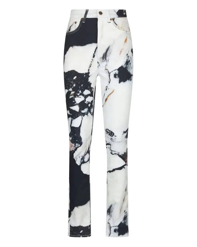 Roberto Cavalli marble-print skinny trousers - Schwarz Schwarz