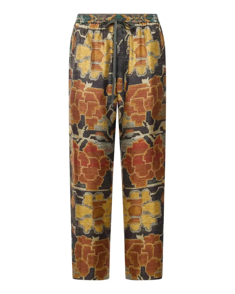 Pierre-Louis Mascia Aloe Seidenhose mit Tapisserie-Print - Schwarz Schwarz