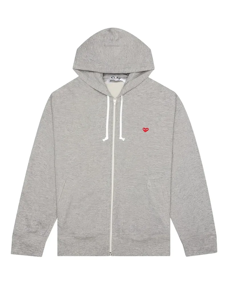 Comme des Garçons Reißverschluss-Sweatshirtjacke mit Herzstickerei - Grau Grau