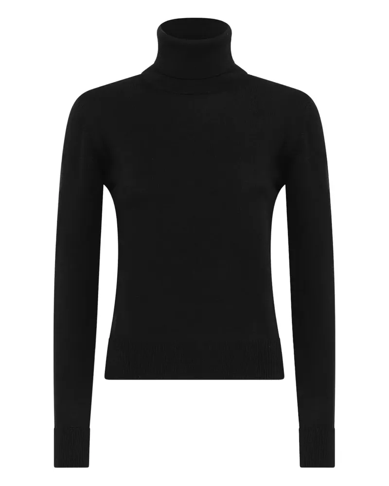 Alpha Studio Langärmeliger Rollkragenpullover - Schwarz Schwarz