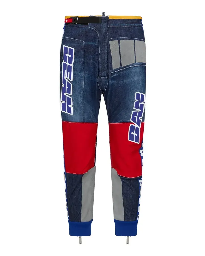 Dsquared2 logo-print panelled jeans - Blau Blau