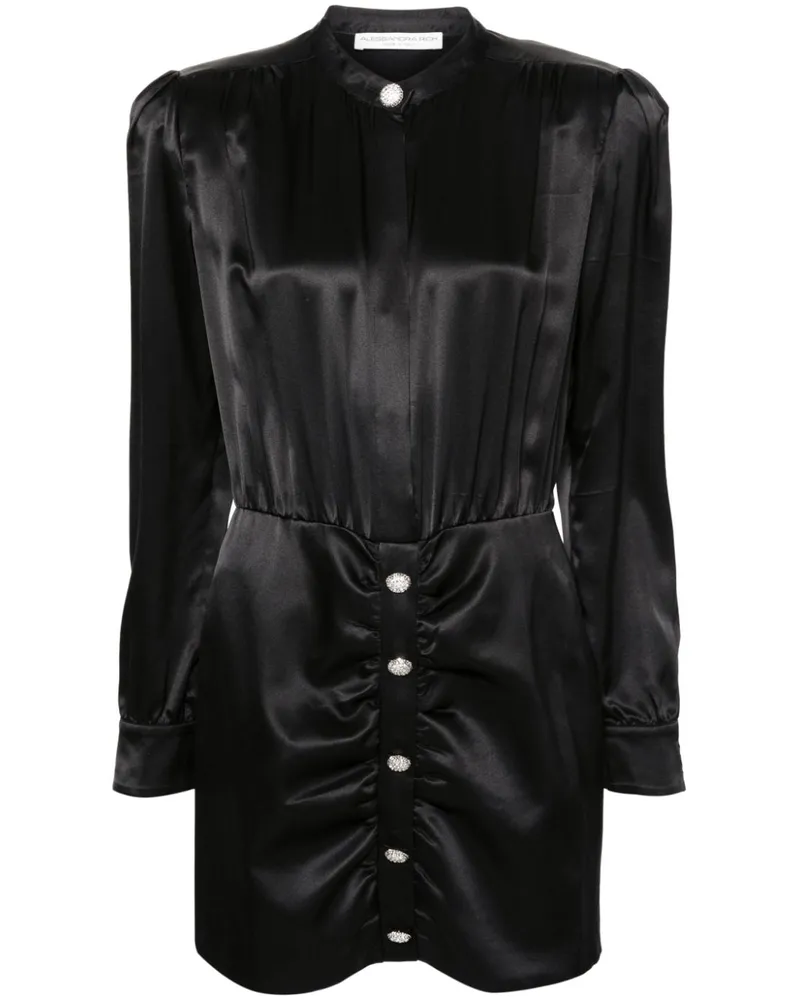 Alessandra Rich Seidenkleid mit langen Ärmeln - Schwarz Schwarz
