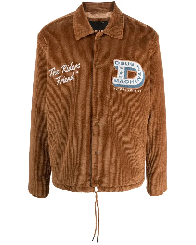 Deus Ex Machina Hemdjacke aus Cord mit Logo-Patch - Braun Braun