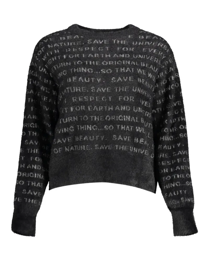 Desigual text-print fuzzy-knit sweater - Schwarz Schwarz