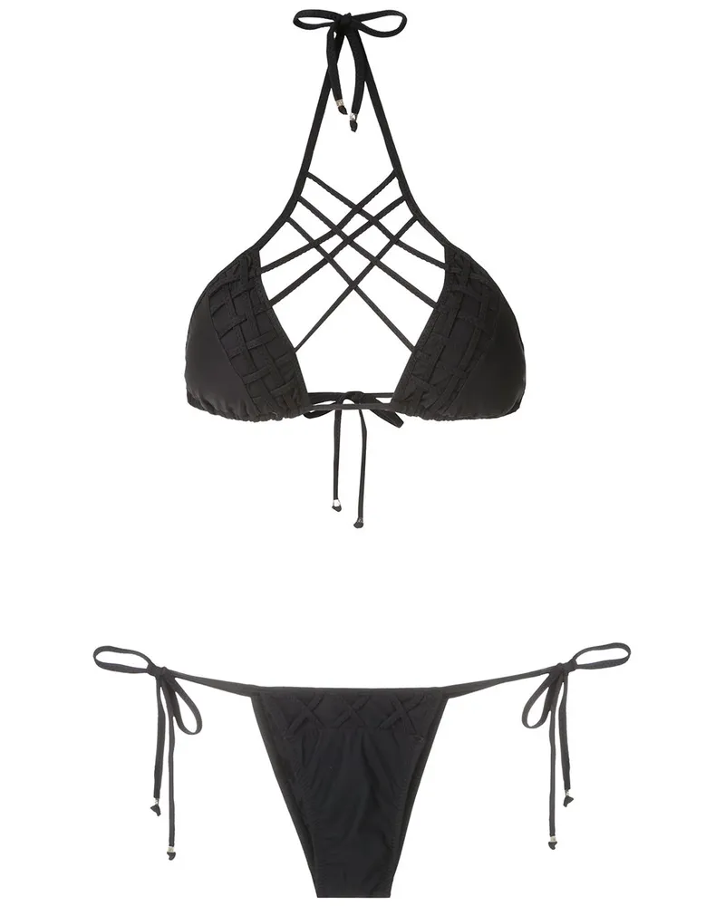Amir Slama Bikini mit Bändern - Schwarz Schwarz