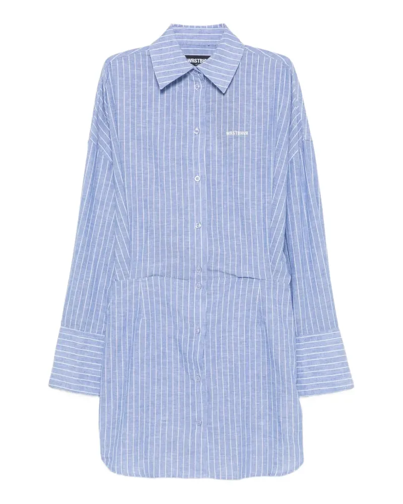 WRSTBHVR pinstripe-pattern mini shirt dress - Blau Blau