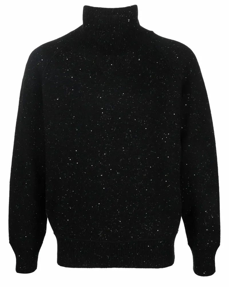 Ferragamo Melierter Rollkragenpullover - Schwarz Schwarz