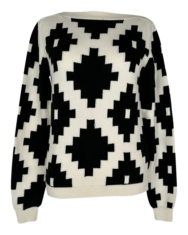 Max Mara 2020s Eulalia Intarsien-Pullover - Weiß Weiß